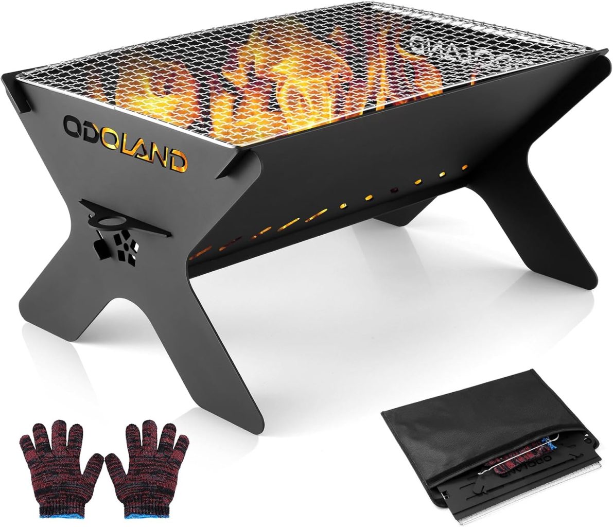 Odoland Portable Folding Charcoal Grills for Outdoor Cooking Bonfire BBQ
